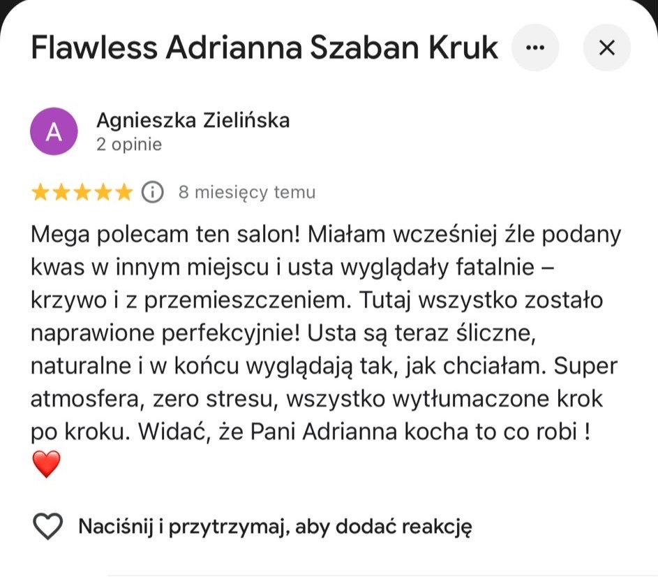 Opinia klientki Flawless
