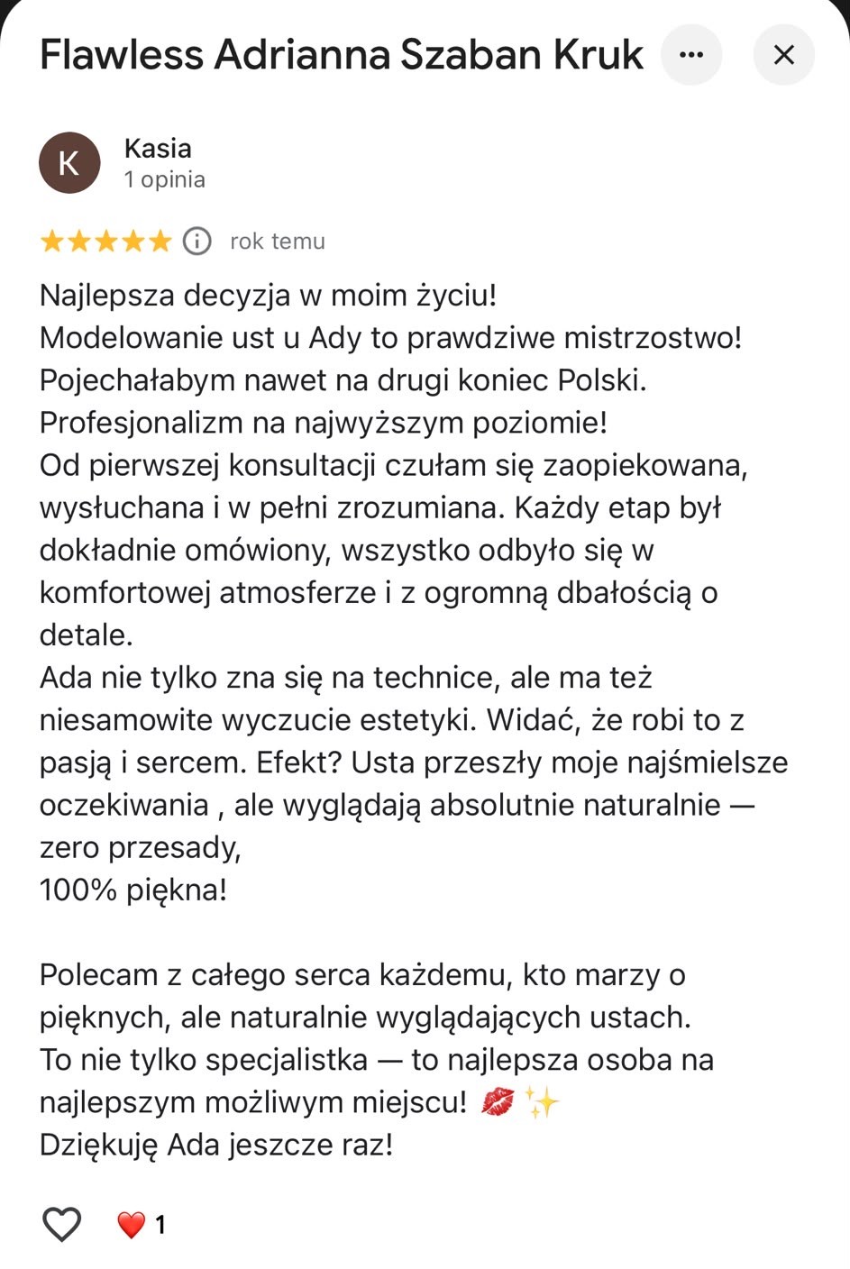 Opinia klientki Flawless