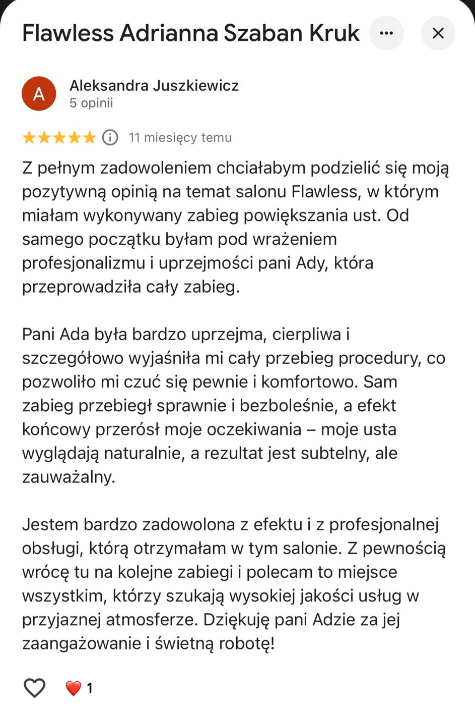 Opinia klientki Flawless
