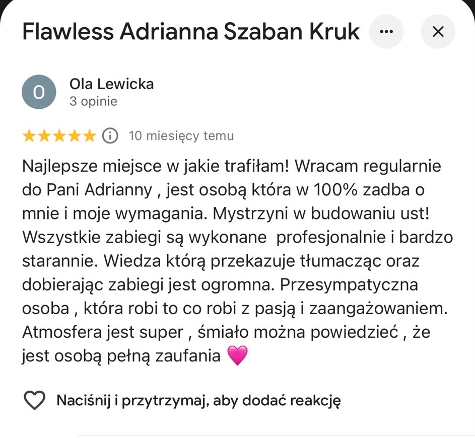 Opinia klientki Flawless